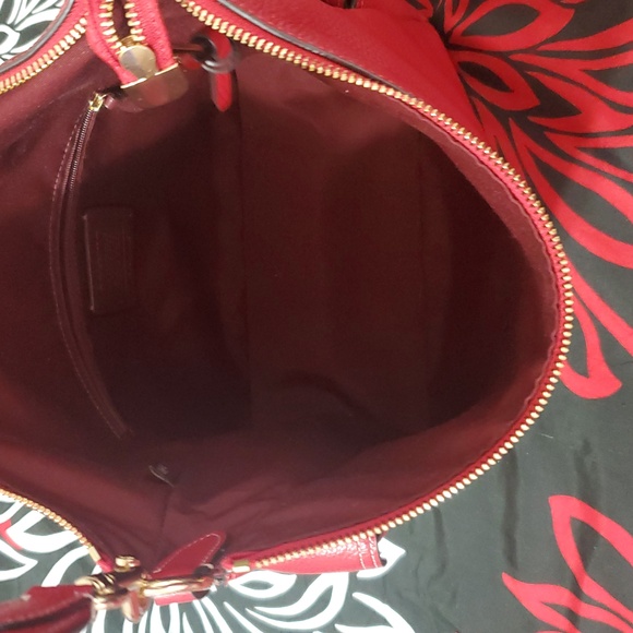 Coach Pennie Cherry Red Leather Shoulder Crossbody Bag - Picture 3 of 8
